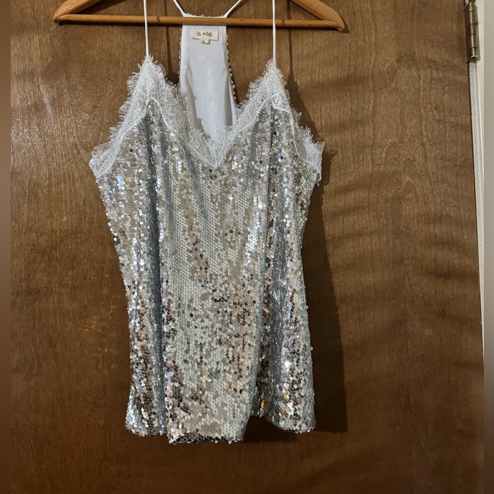 LA MIEL Silver Sequin Camisole